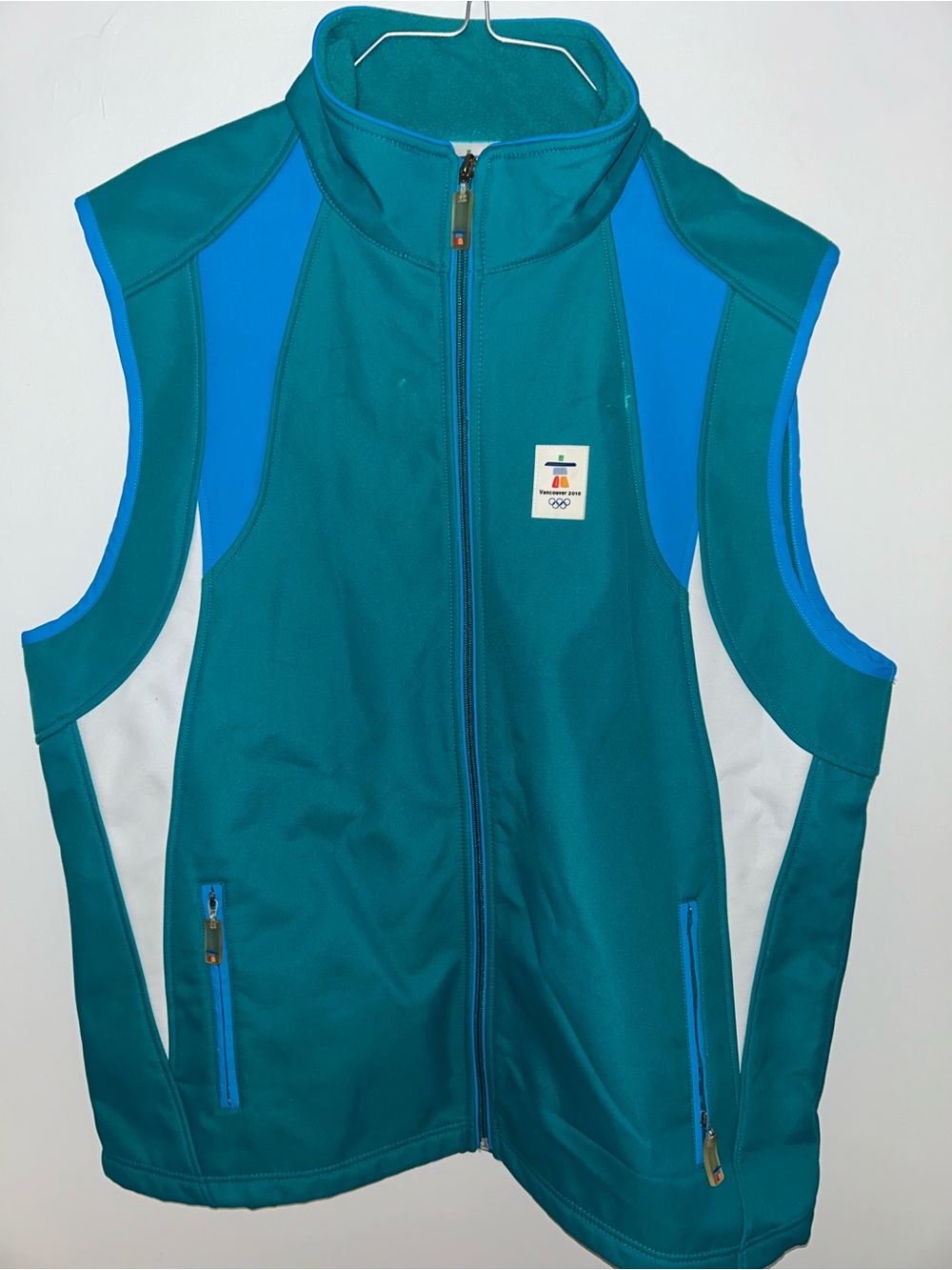 XP Apparel Vancouver 2010 Team Canada Full Zip Vest Jacket L Teal Blue White